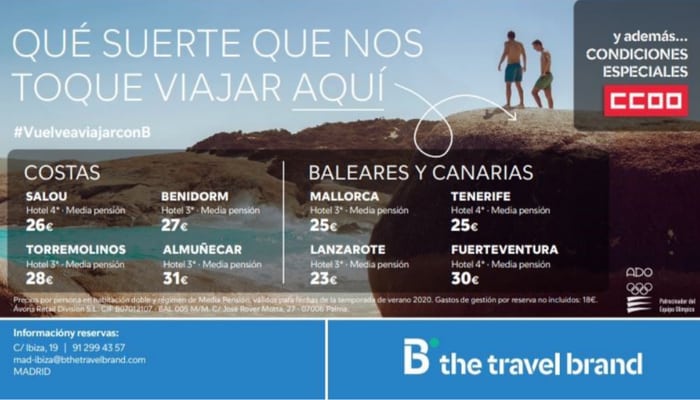 Oferta viajes Barceló para afiliación CCOO