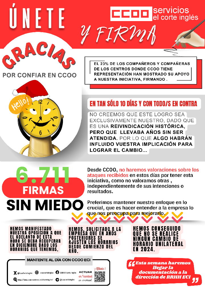 CCOO CAMPAÑA RECOGIDA FIRMAS ADELANTO DEL CIERRE CENTROS COMERCIALES Y RED DE TIENDAS ECI NOCHEVIEJA, NOCHEBUENA, ROSCÓN DE REYES GRACIAS POR CONFIRAR EN CCOO ATAQUES TODO Y TODOS EN CONTRA