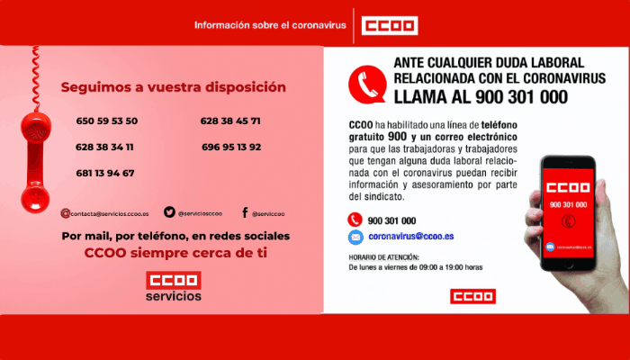 Telefono CCOO Coronavirus