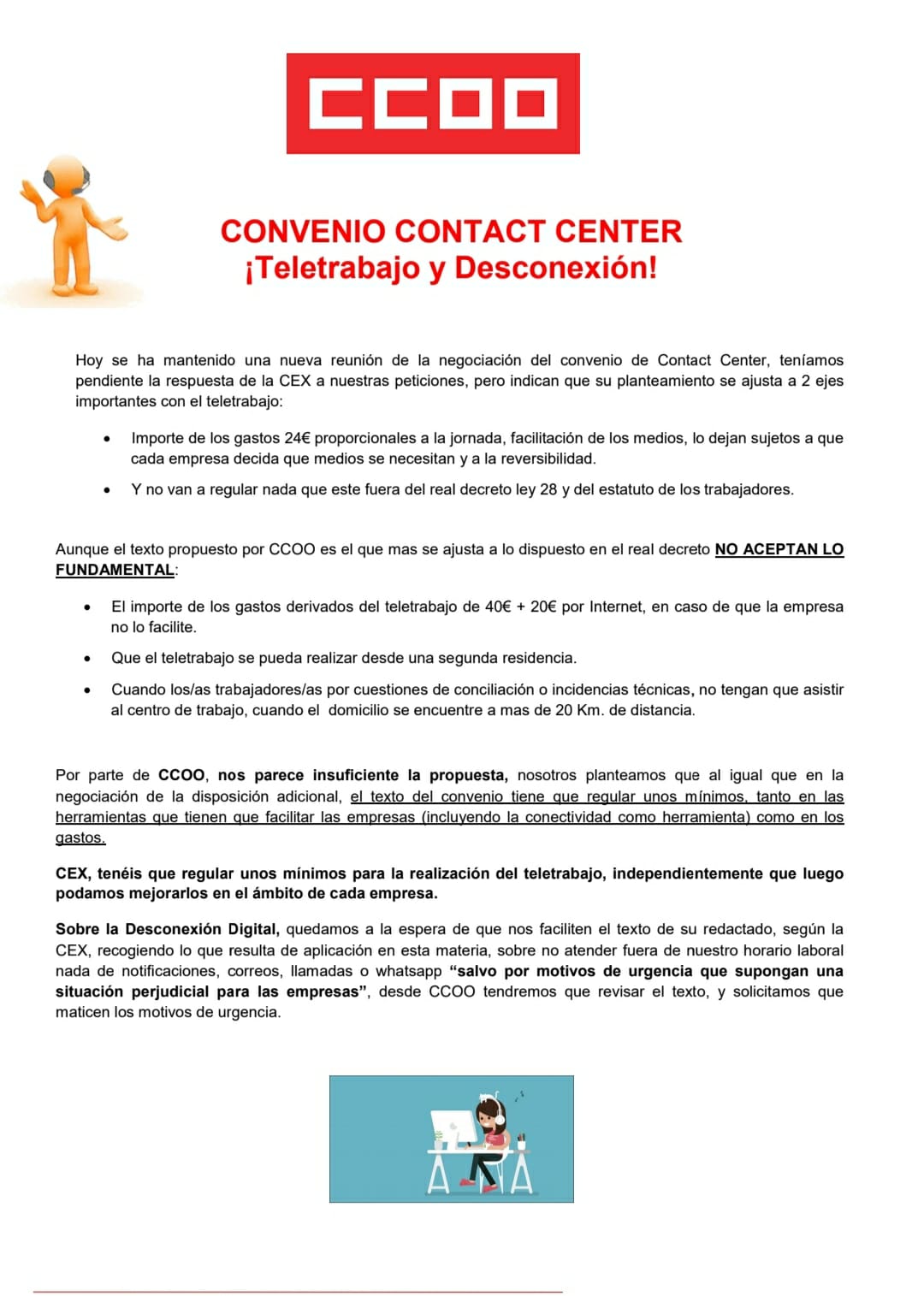 Comunicado convenio contact center