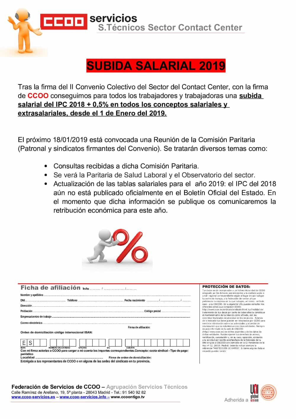 Subida Salarial Telemarketing 2019